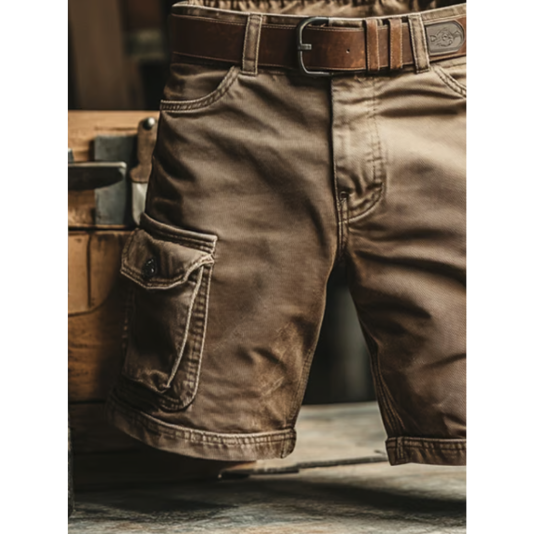 Retro multifunctional cargo shorts for men in ripstop