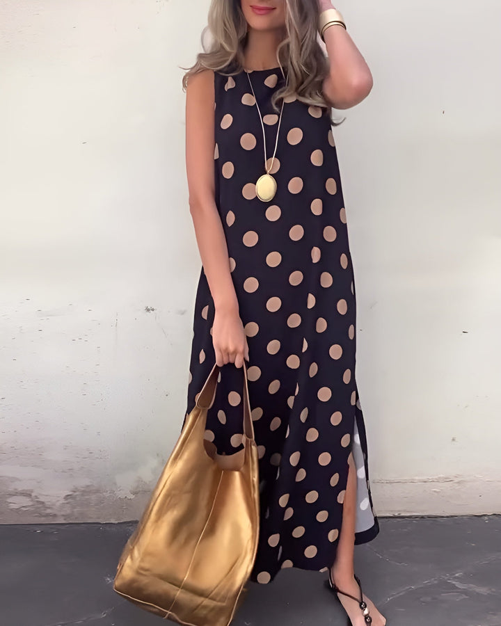 Roxane | Maxi dress with a slit and polka dots