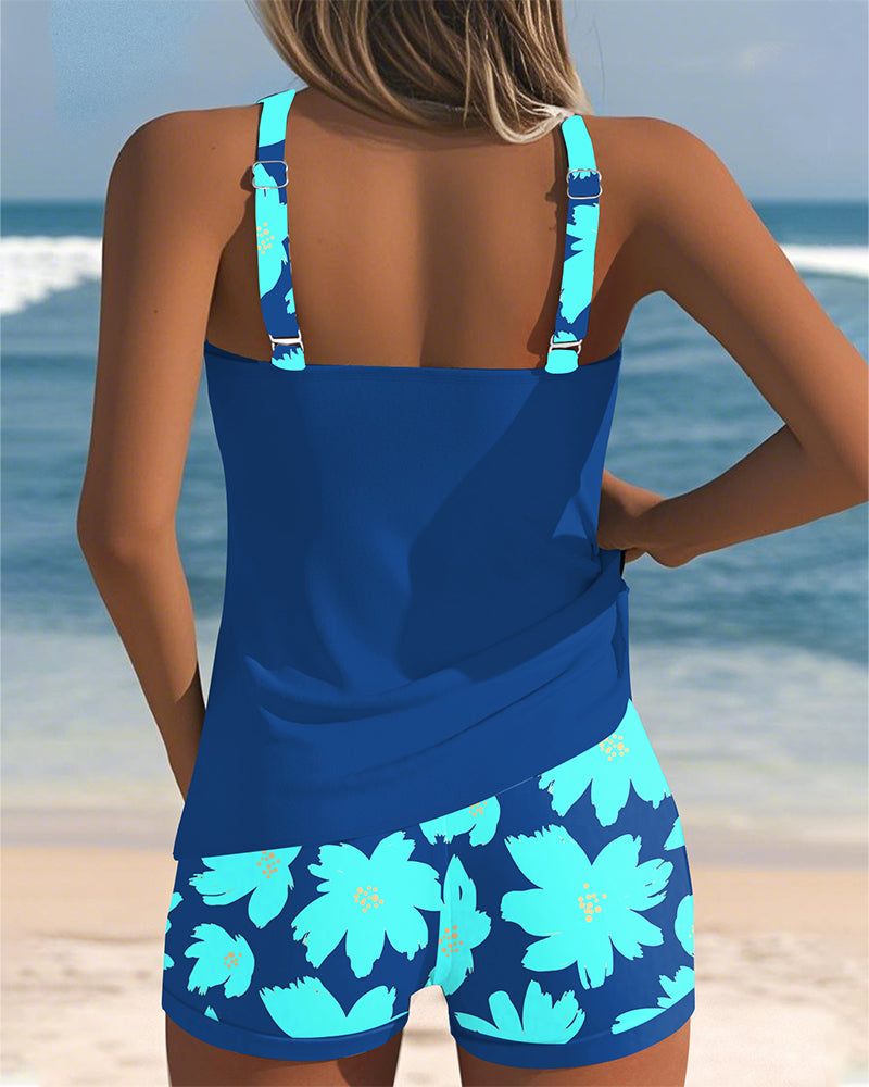 Judith - U-Neck Sleeveless Printed Tankini