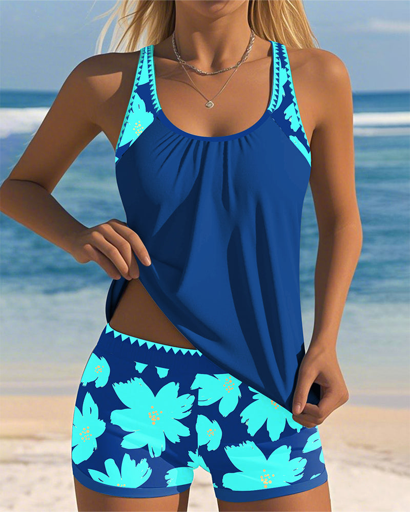 Judith - U-Neck Sleeveless Printed Tankini