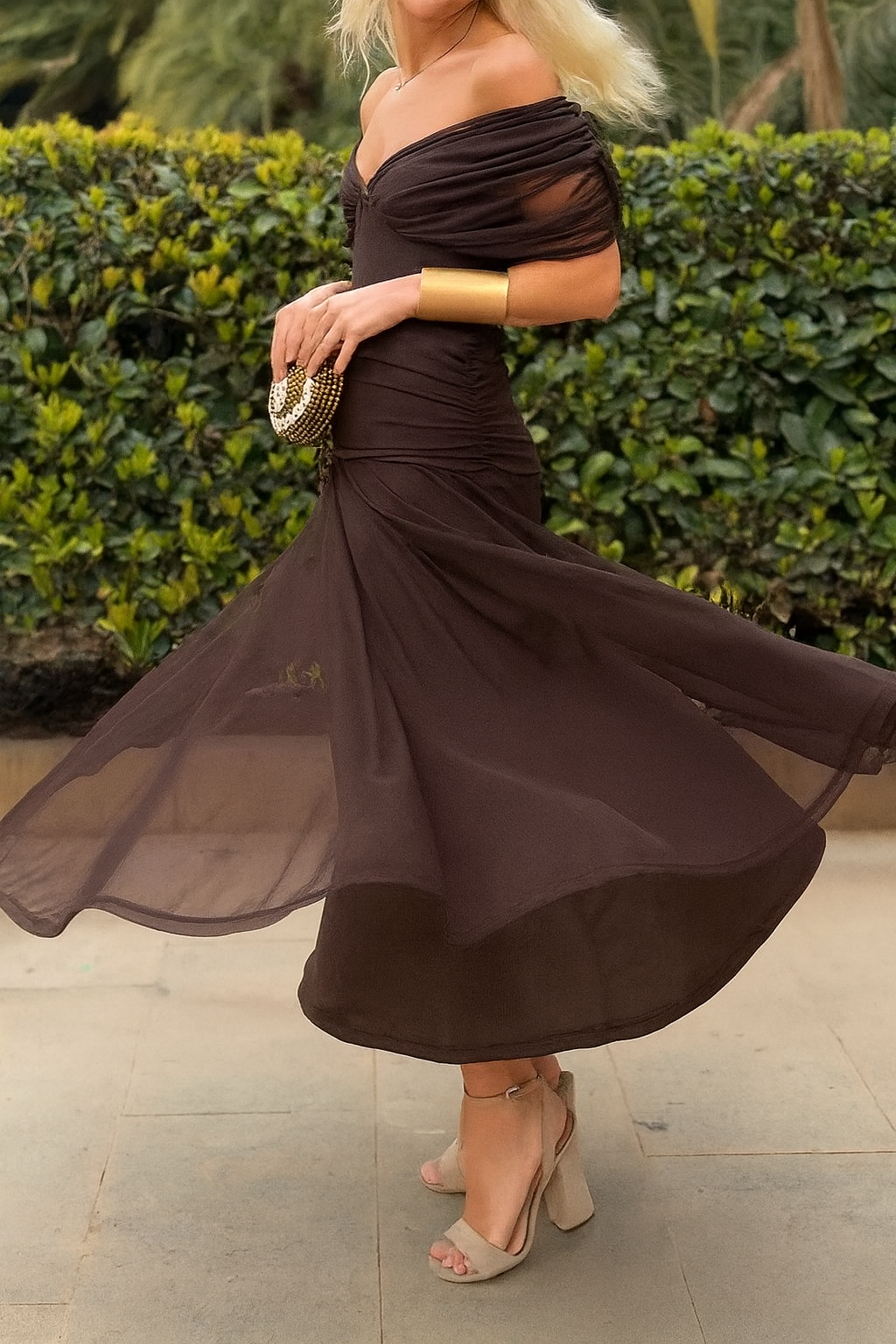 Women's Elegant Mesh Boutonniere Dress