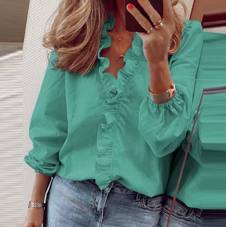 Maisie | Ruffled V-Neck Long Sleeve Blouse
