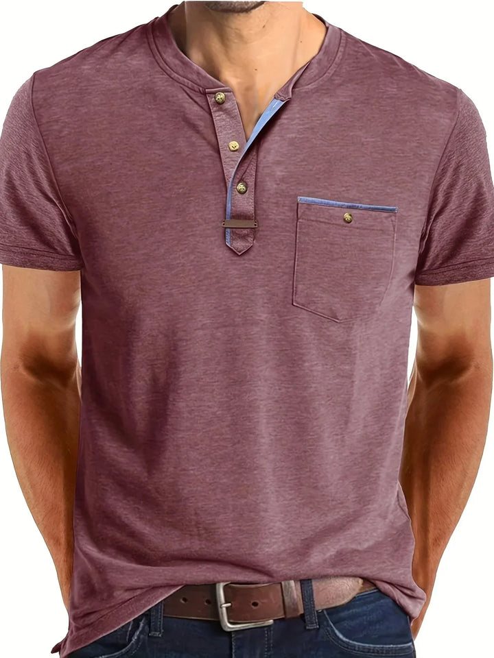 Saxon Elegant Round Neck T Shirt With Pocket